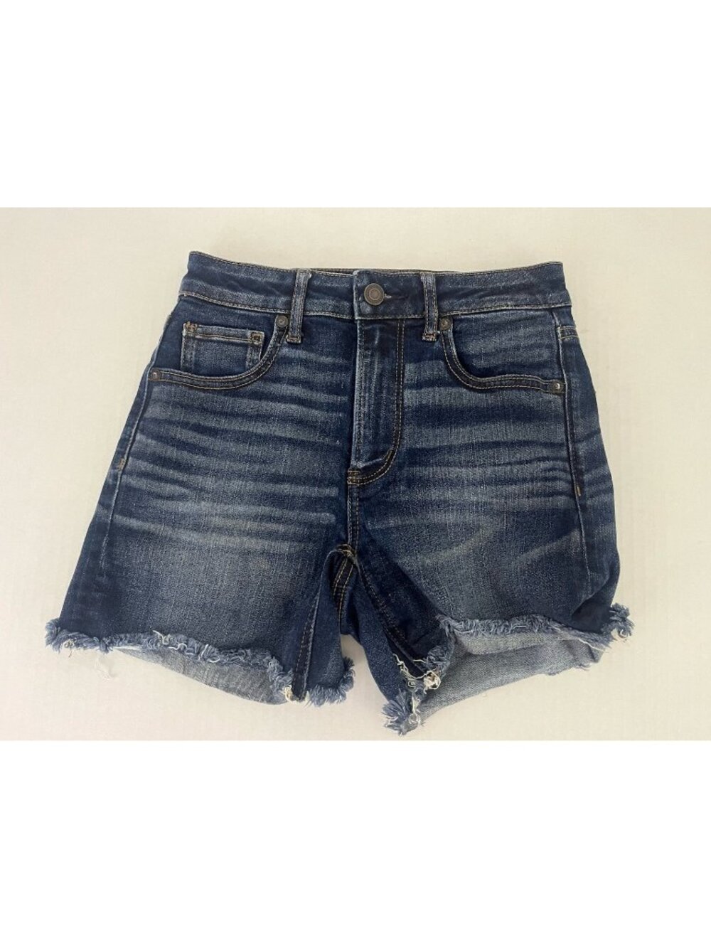 American Eagle Super Stretch Hi Rise Shortie Denim Shorts Sz 0